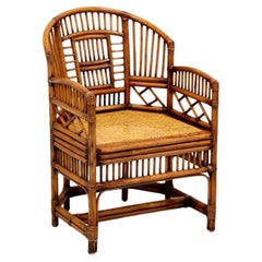 Vintage Chinese Chippendale Faux Bamboo Armchair