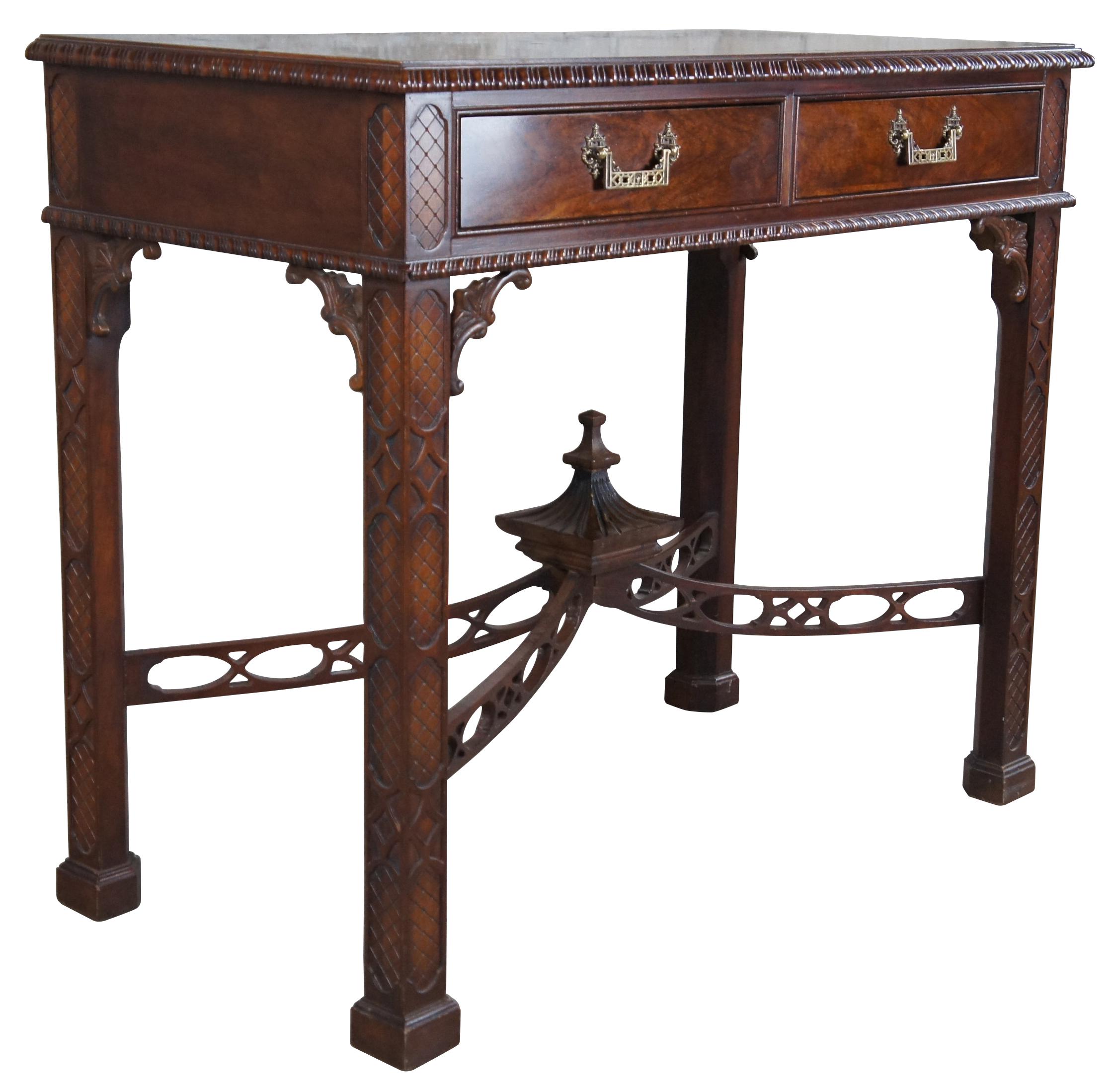 Vintage Chinese Chippendale Mahogany Carved Console Hall Table Server Buffet 32