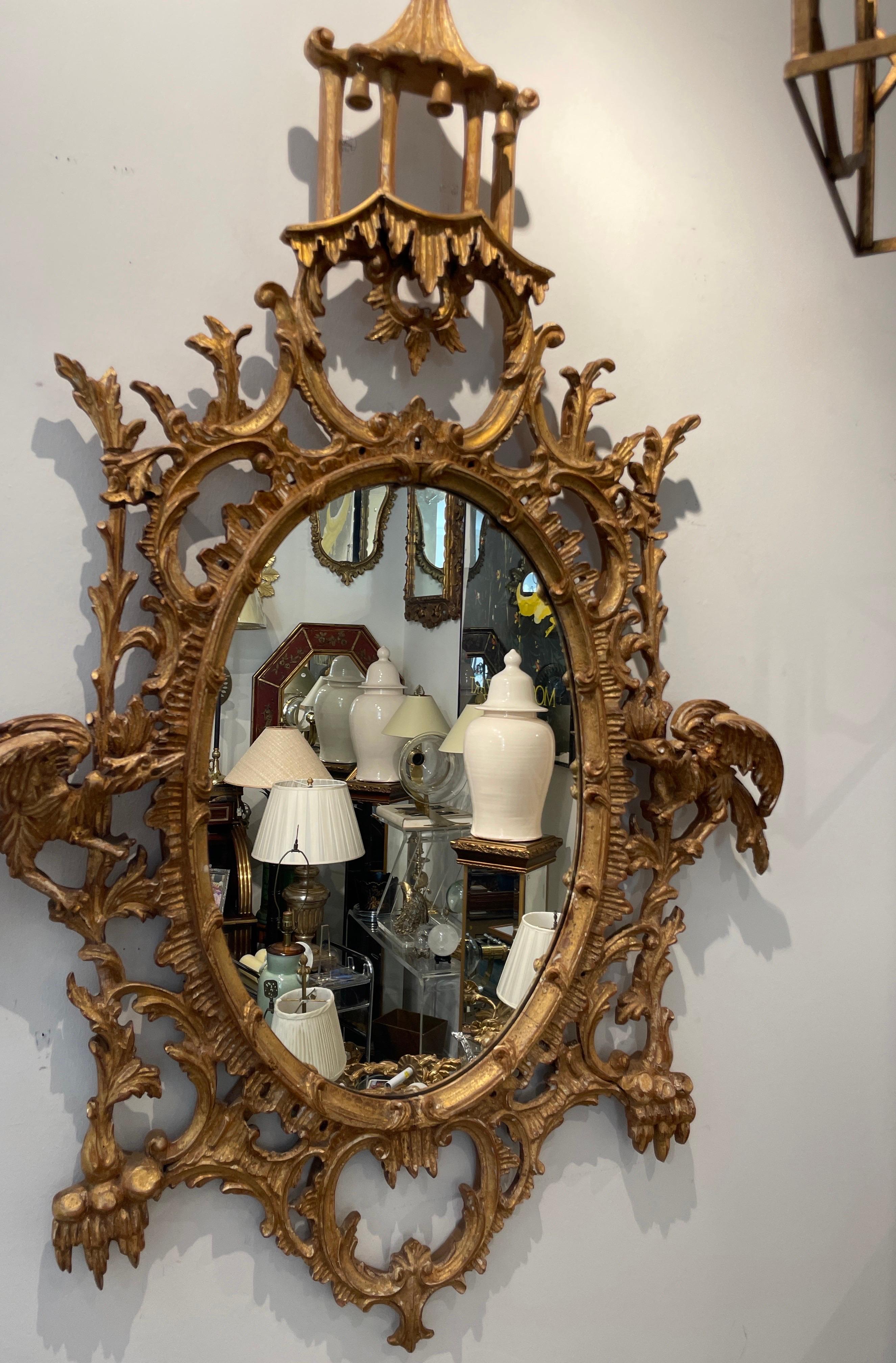 Miroir pagode Chippendale chinois vintage 5
