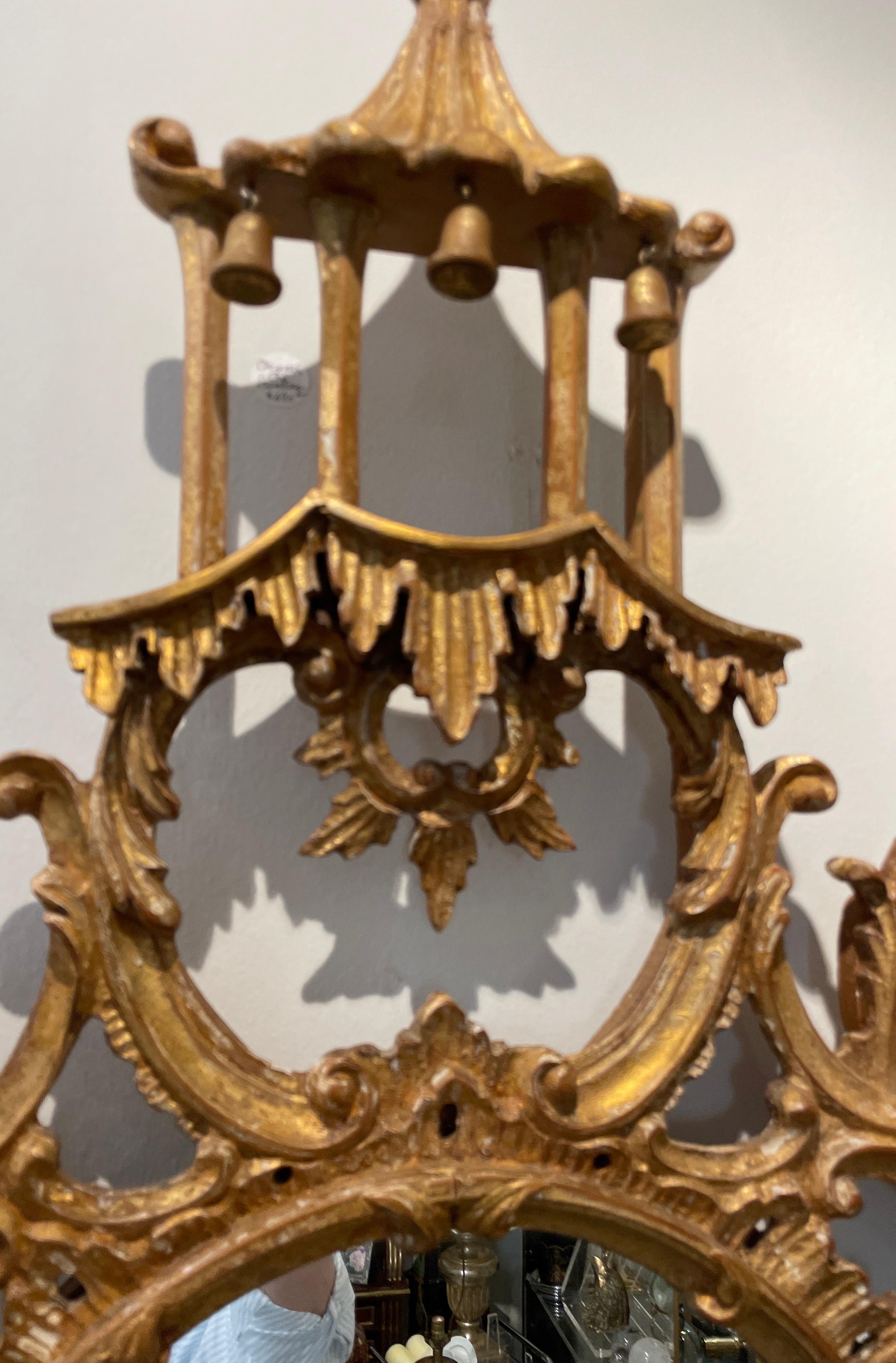 Bois doré Miroir pagode Chippendale chinois vintage