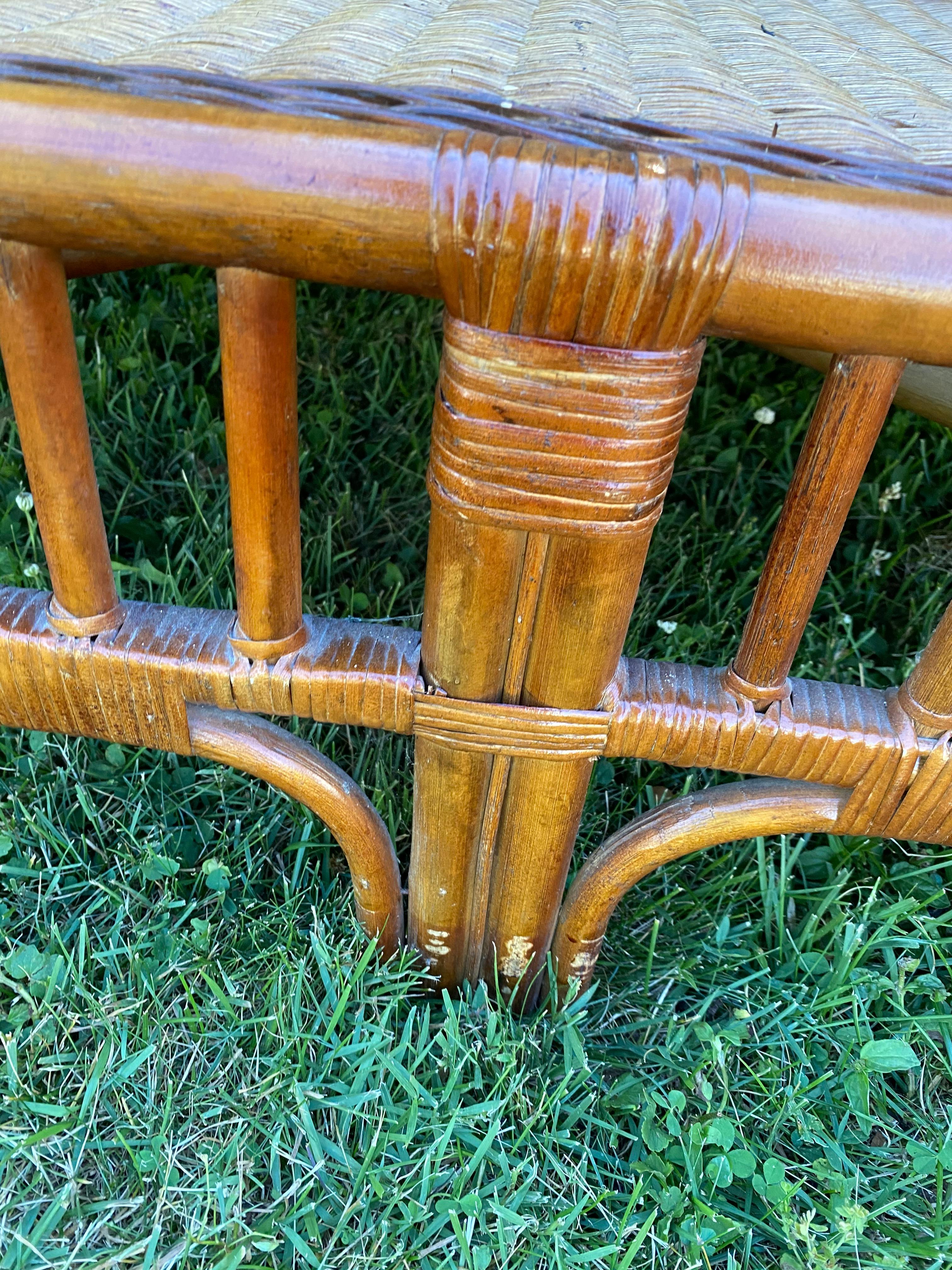 Vintage Chinese Chippendale Rattan Sette with Matching Chairs 5