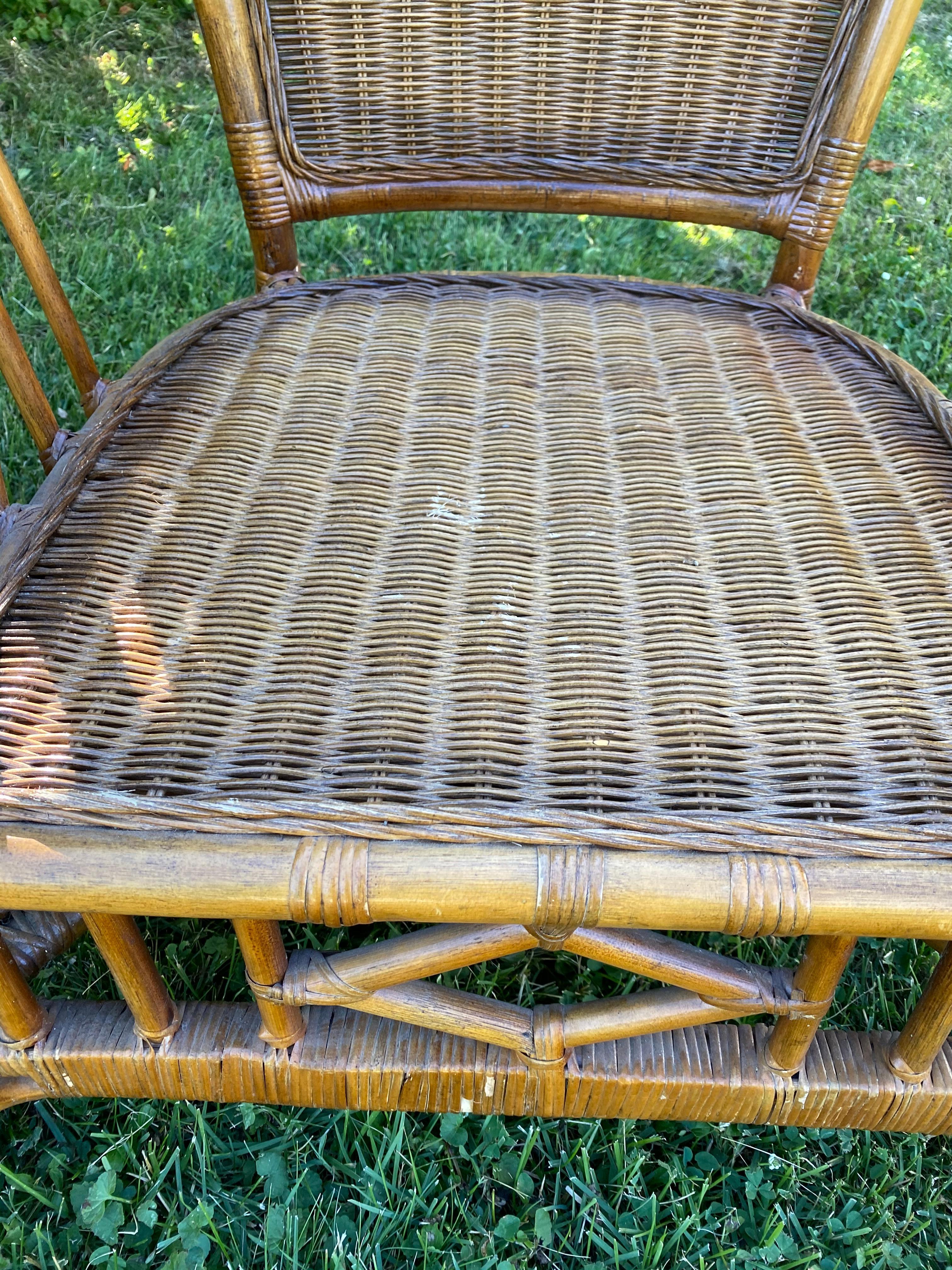 Vintage Chinese Chippendale Rattan Sette with Matching Chairs 3