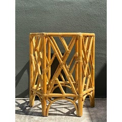 Vintage Chinese Chippendale Rattan Table Pedestal