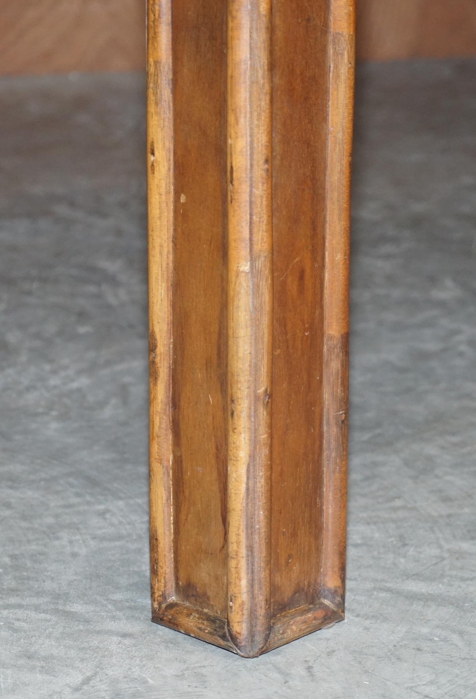 English Vintage Chinese Chippendale Refectory Dining Table with Smoked Glass Table Top For Sale