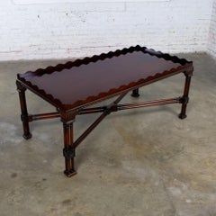 Vintage Chinese Chippendale Style Coffee Table Baker Mahogany Large Rectangular