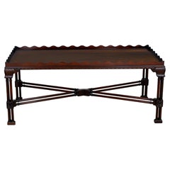 Vintage Chinese Chippendale Style Coffee Table Baker Mahogany Large Rectangular