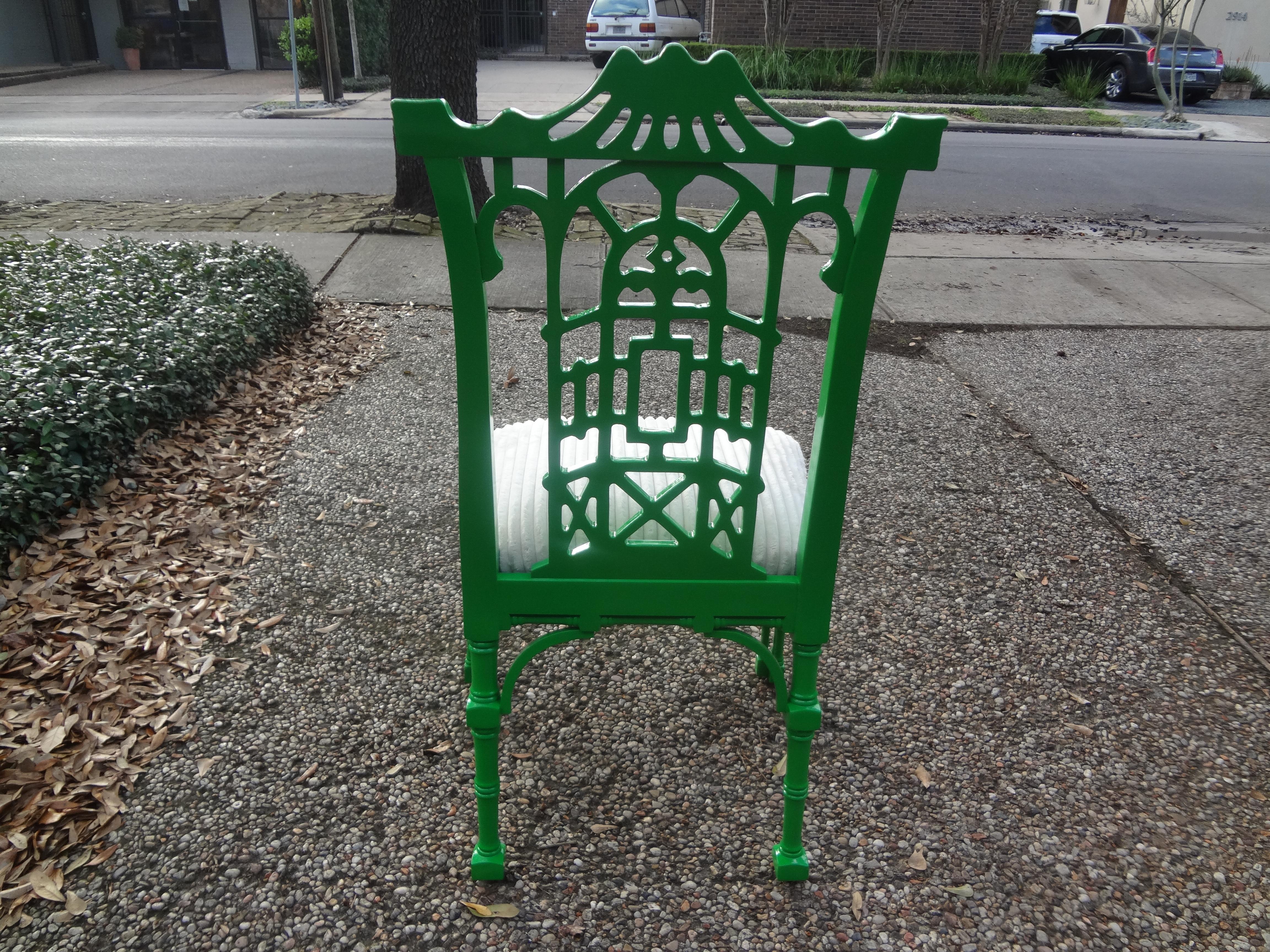 Vintage Chinese Chippendale Style Lacquered Chair For Sale 2