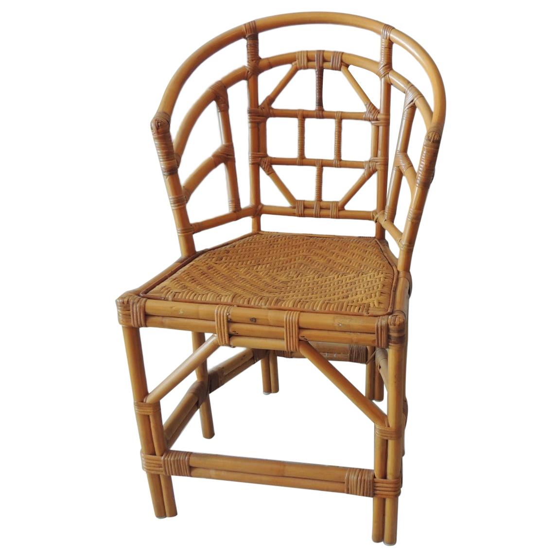 Vintage Chinese Chippindale Rattan and Wicker Arm Chair