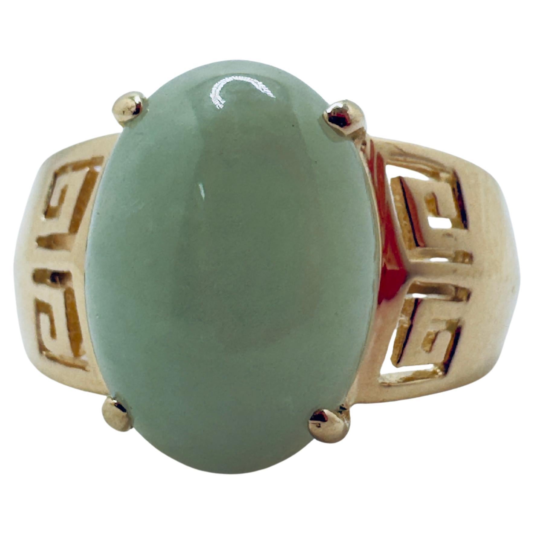 Anello in oro 14K con crisoprasio cinese d'epoca in vendita