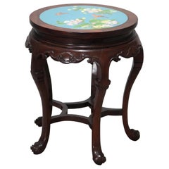 Vintage Chinese Cloisonné and Carved Mahogany Low Table, 20th Century