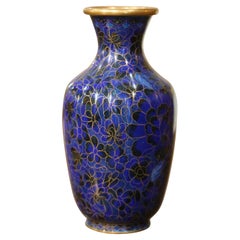 Vintage Chinese Cloisonne Champleve Enamel Vase with Floral Motifs