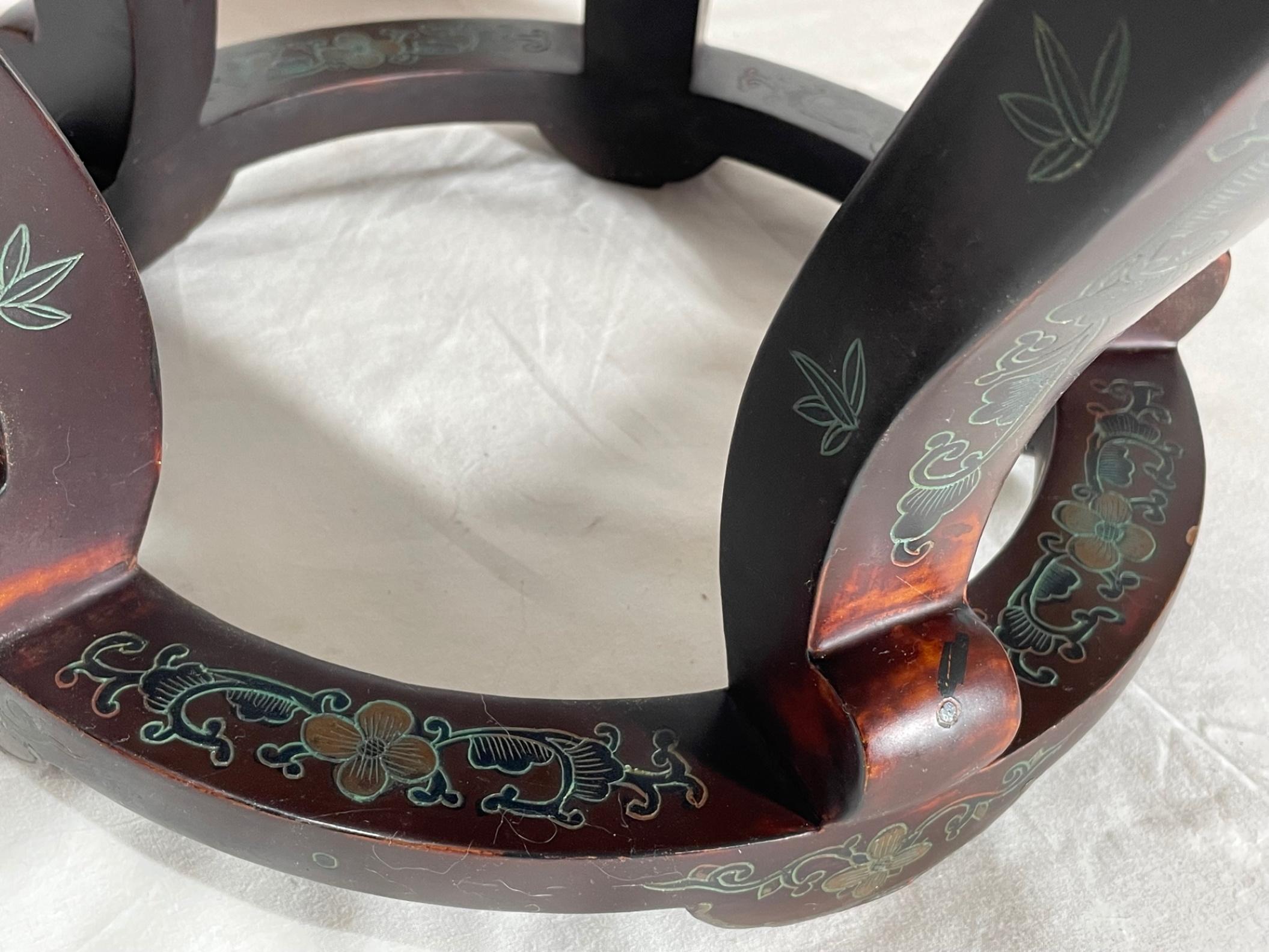 Vintage Chinese Cloisonne Chinoiserie Plant Stand Jardiniere 5