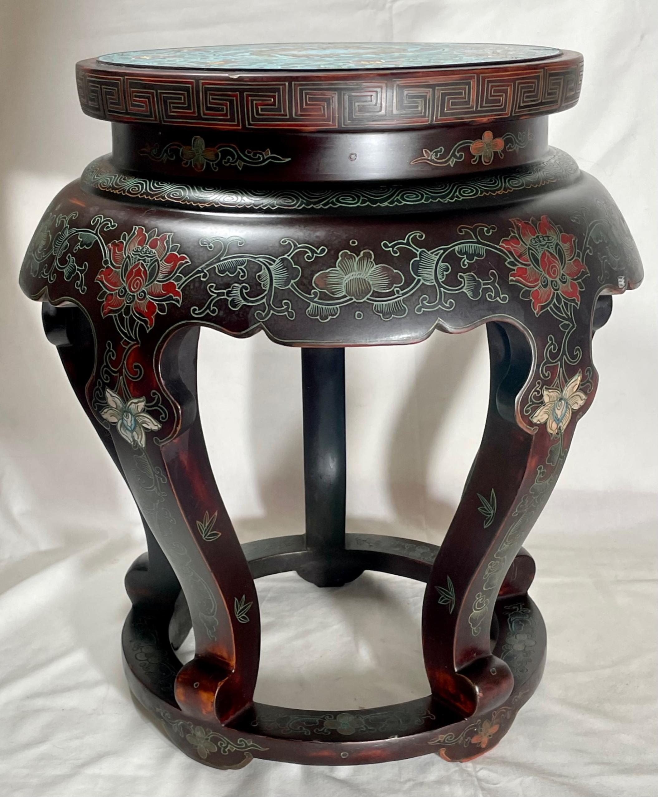 Cloissoné Vintage Chinese Cloisonne Chinoiserie Plant Stand Jardiniere