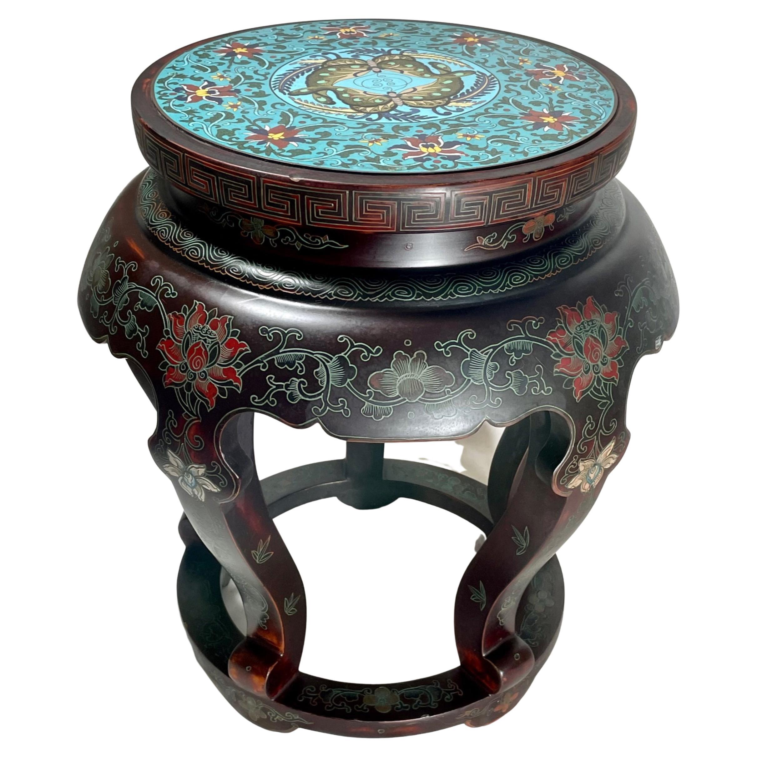 Vintage Chinese Cloisonne Chinoiserie Plant Stand Jardiniere
