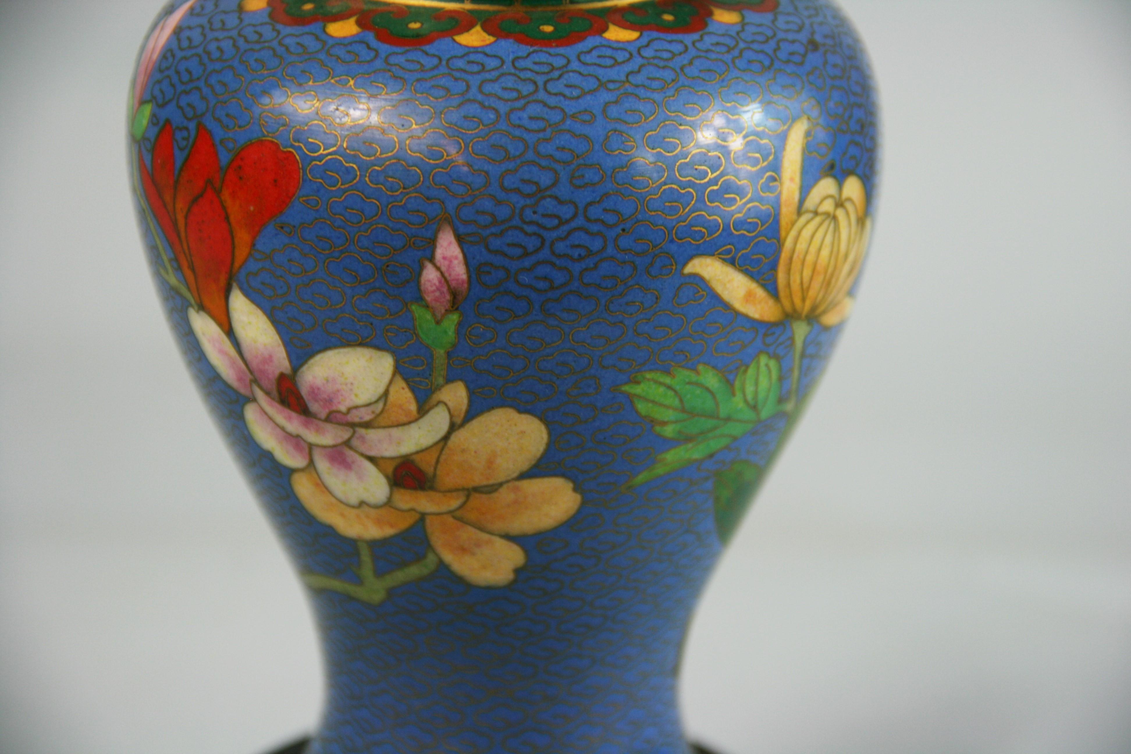 Vintage Chinese Cloisonne Covered Urn 5