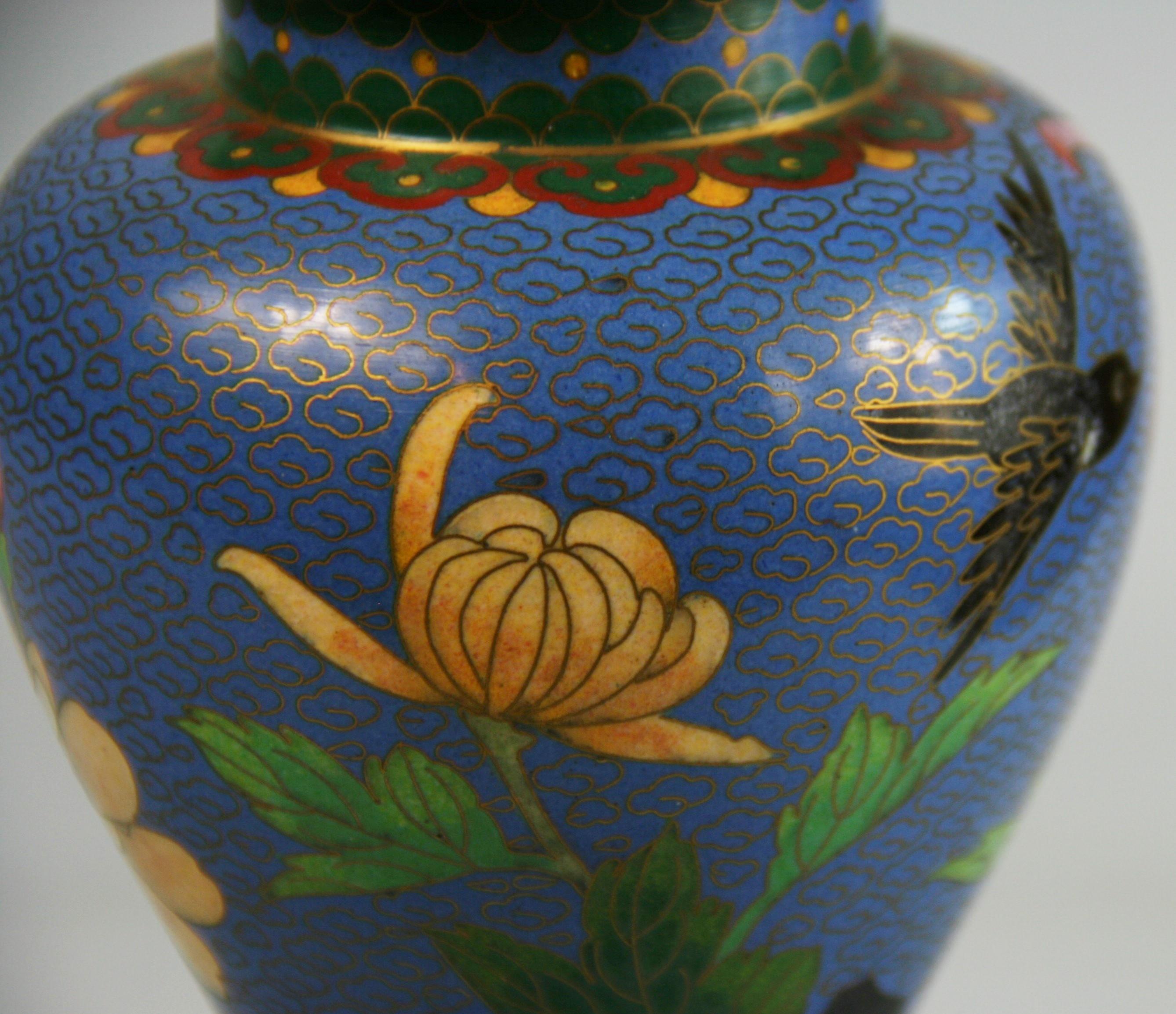 Vintage Chinese Cloisonne Covered Urn 7