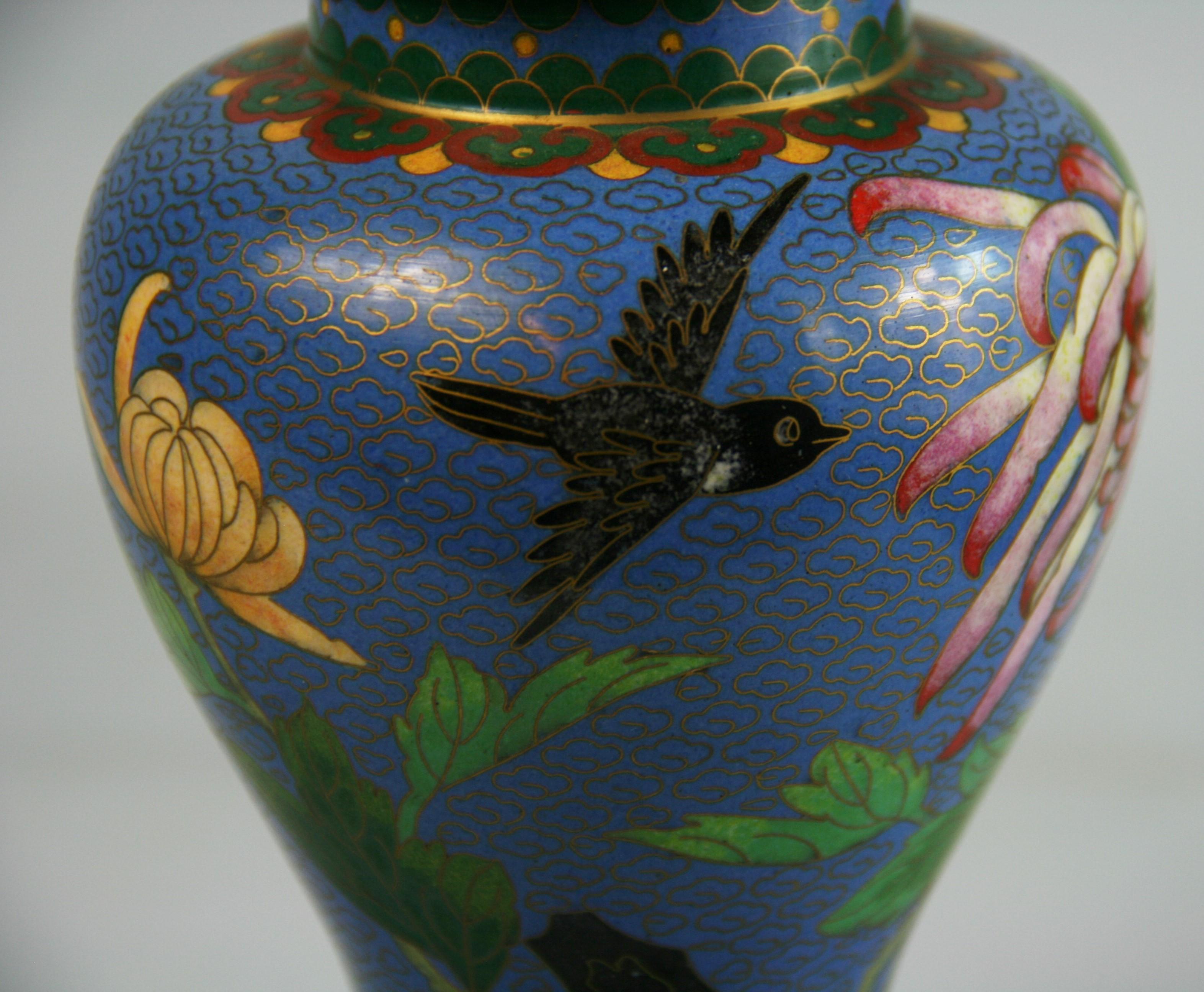 Vintage Chinese Cloisonne Covered Urn 8