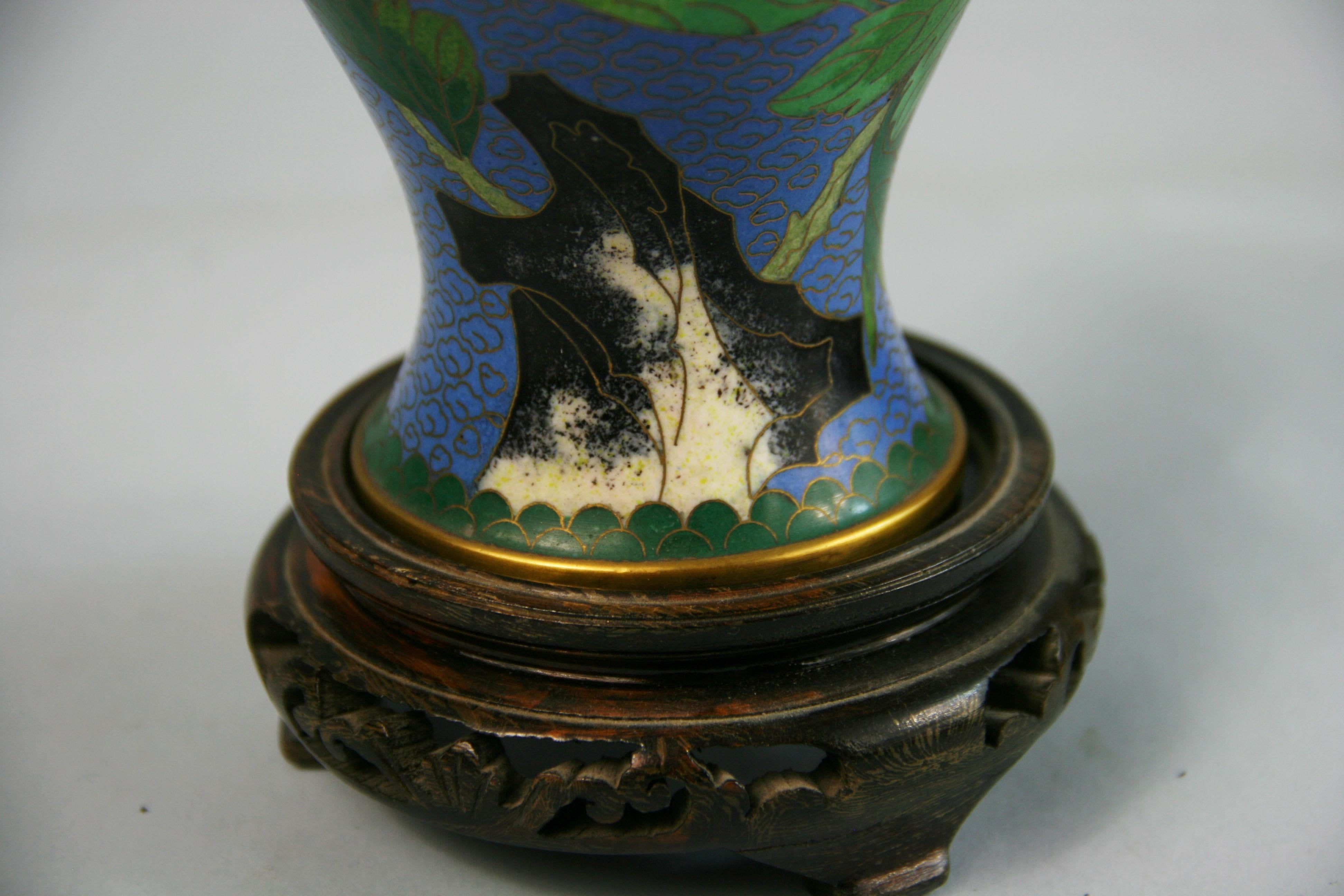 Mid-20th Century Vintage Chinese Cloisonne Covered Urn