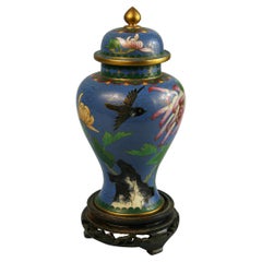 Vintage Chinese Cloisonne Covered Urn