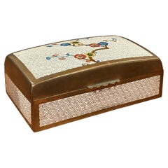 Vintage Chinese Cloisonné Enamel Trinket Box, Floral Blossom Motif, Mid-Century