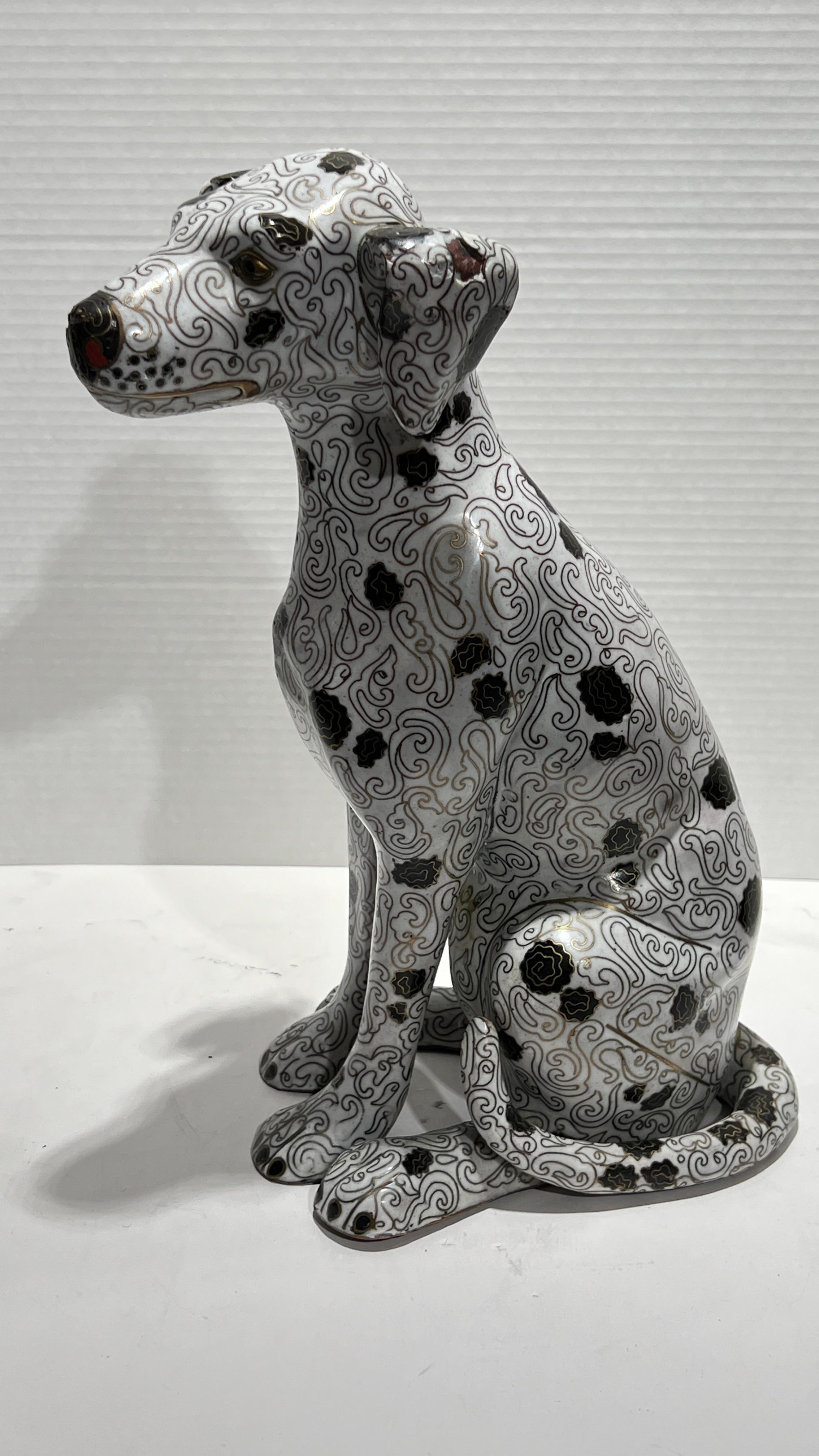 Vintage Chinese Cloisonne Figure of a Seated Dalmatian Puppy For Sale 4
