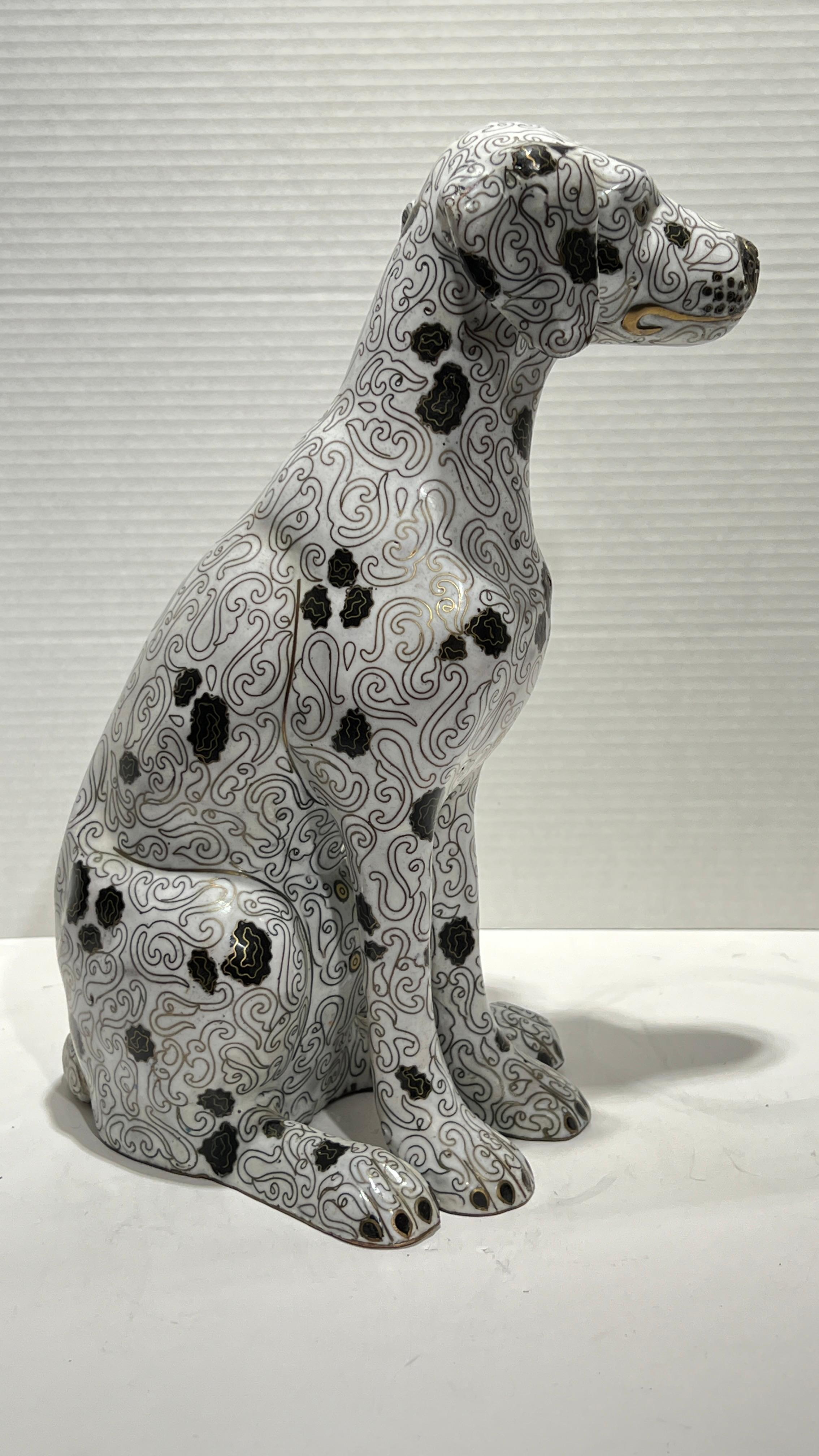Vintage Chinese Cloisonne Figure of a Seated Dalmatian Puppy For Sale 6