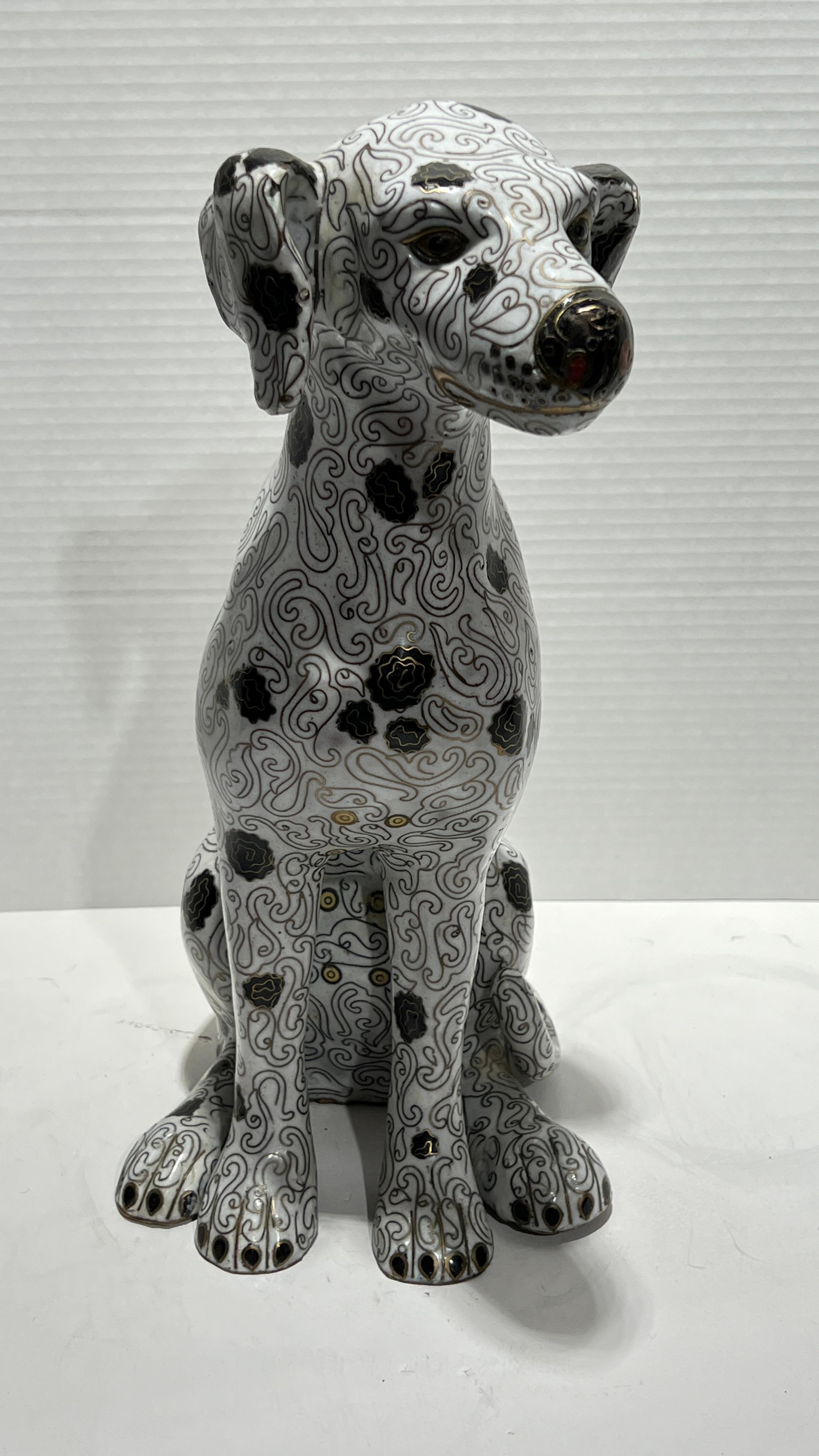 Vintage Chinese Cloisonne Figure of a Seated Dalmatian Puppy For Sale 9