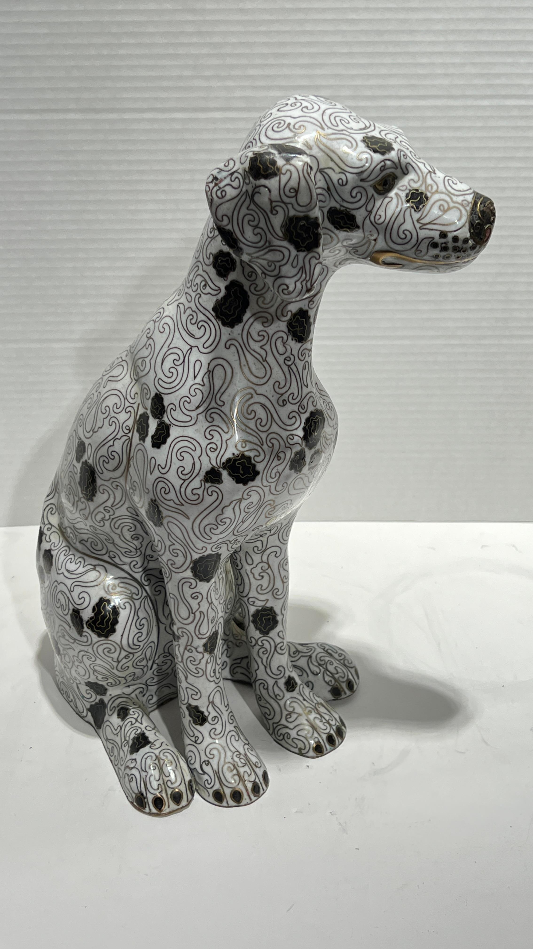 Vintage Chinese Cloisonne Figure of a Seated Dalmatian Puppy For Sale 10