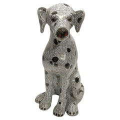 Vintage Chinese Cloisonne Figure of a Seated Dalmatian Puppy