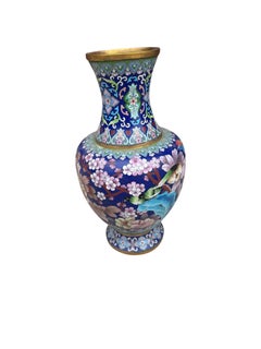 Vintage Chinese Cloisonné Floral Design Vase