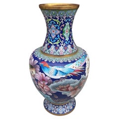 Vintage Chinese Cloisonné Floral Design Vase