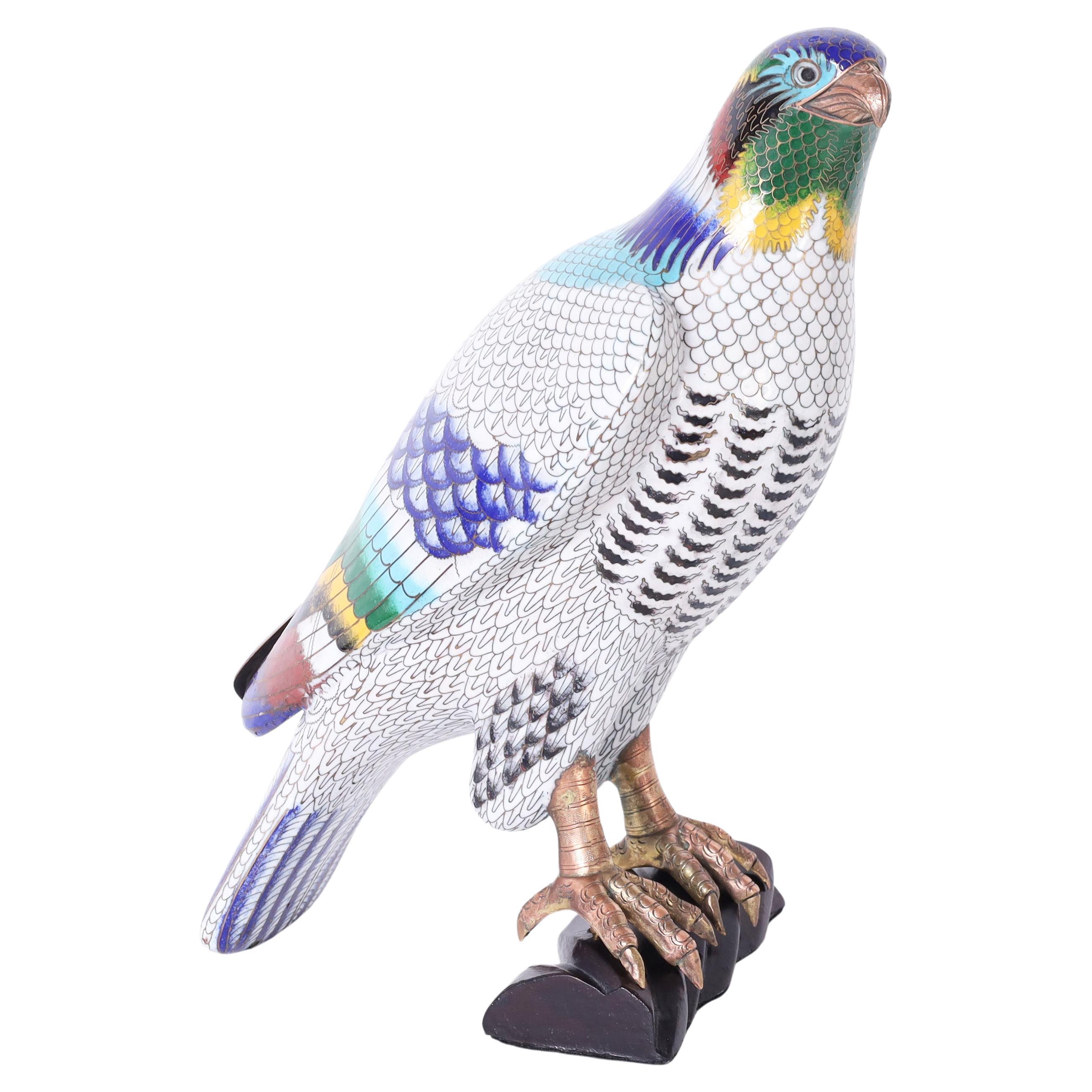 Vintage Chinese Cloisonne Hawk or Falcon For Sale
