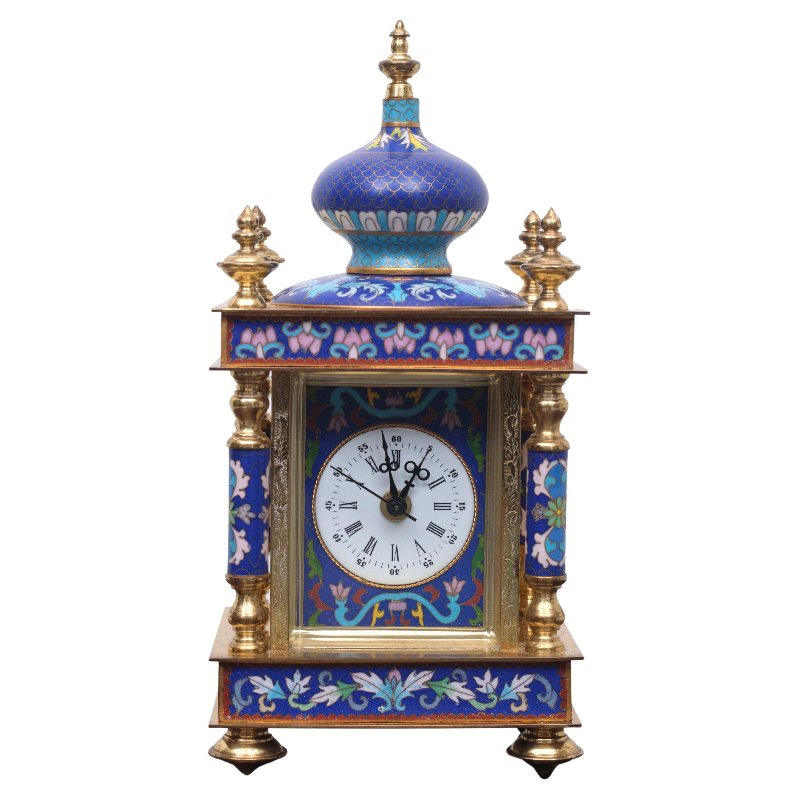 Collectible Old Chinese cloisonne Handwork Mechanical Table Clock NR 