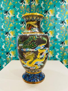 Chinese Cloisonné Vase with Large Phoenix and Dragon, circa 1940s