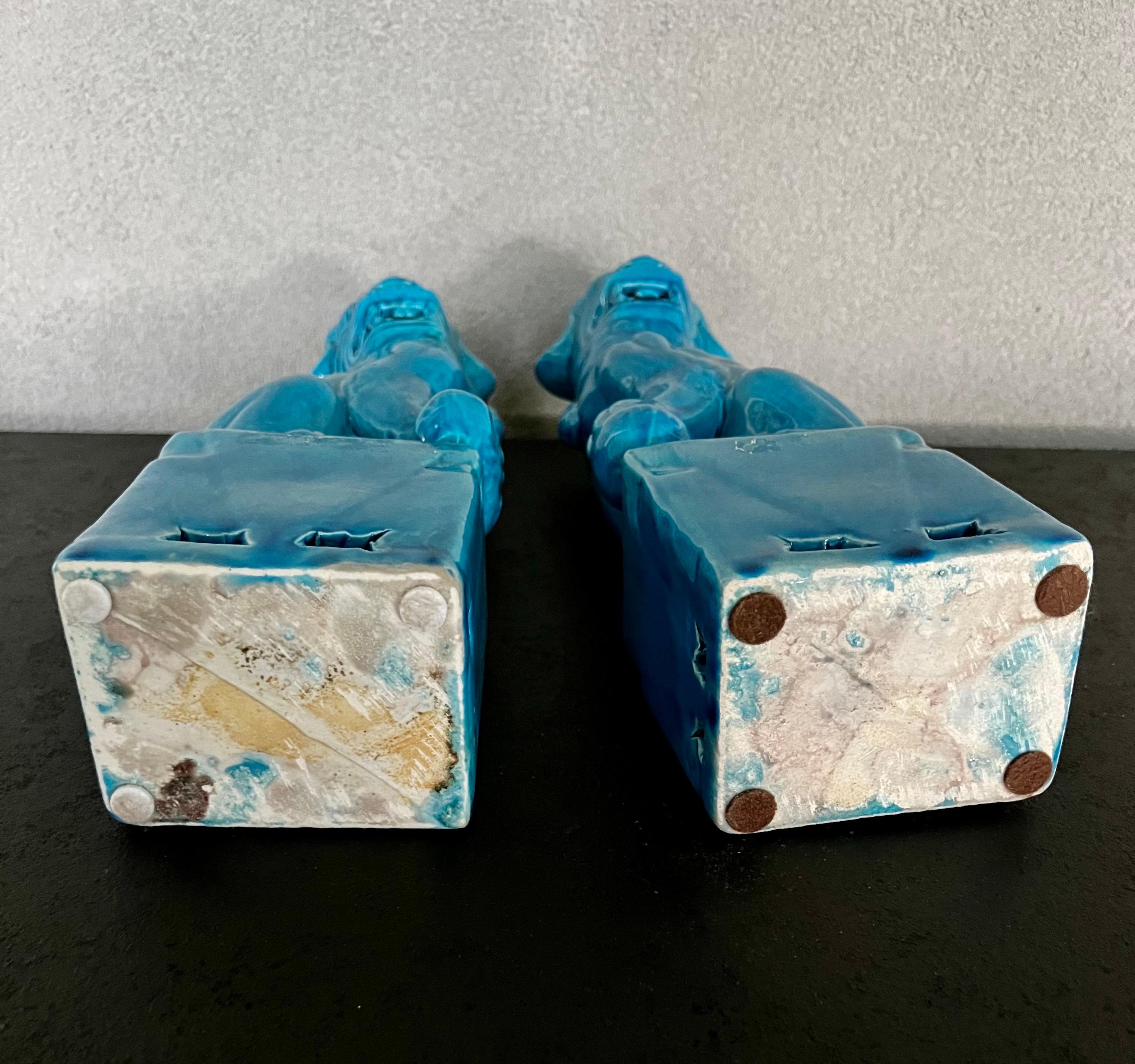 20th Century Vintage Chinese Cobalt Blue Foo Dogs- a Pair