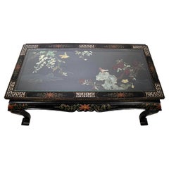 Vintage Chinese Coffee Table with Precious Decorations, China, Early to Mid-1900
