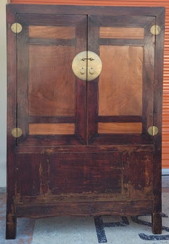 Vintage Chinese Country Lacquered Wedding Cabinet
