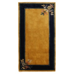 Vintage Chinese Deco Rug in Deep Blue, Golden, Red Floral Pattern by Rug 
Kilim