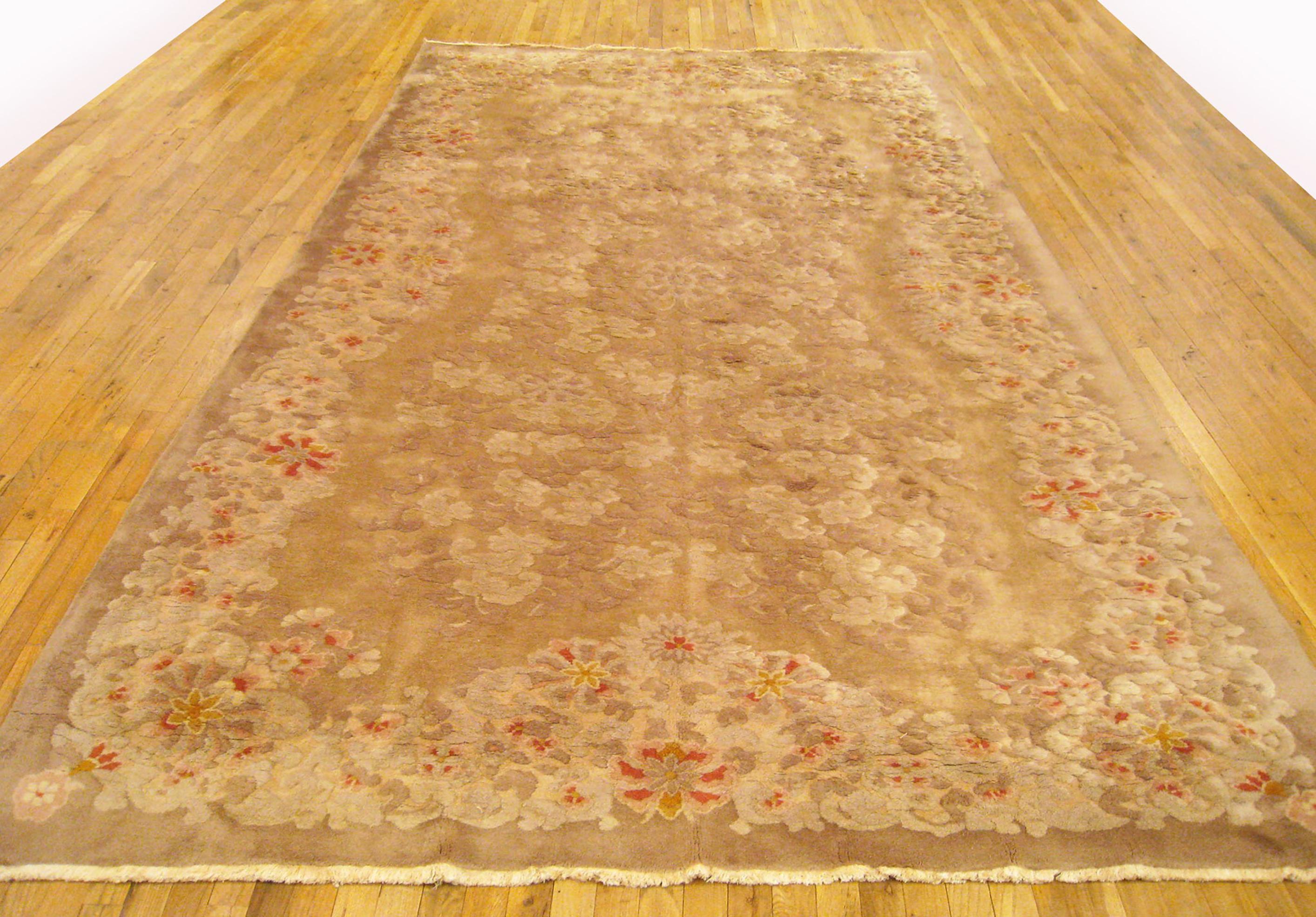Hand-Knotted Vintage Chinese Decorative Oriental Rug in Gallery Size  For Sale