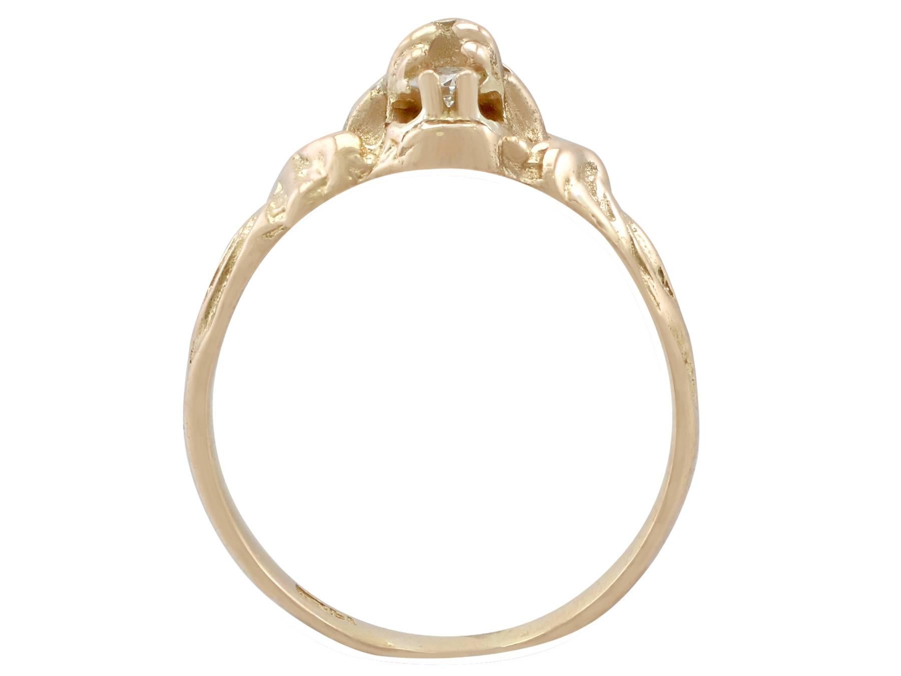 Men's Vintage Chinese Diamond and 18 Karat Yellow Gold Dress Ring