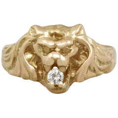 Vintage Chinese Diamond and 18 Karat Yellow Gold Dress Ring