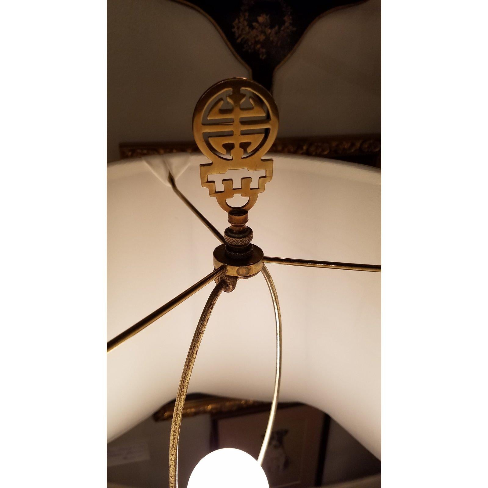 Vintage Chinese Double Gourd Blue and White Lamp In Excellent Condition In Lambertville, NJ