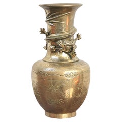 Antique Chinese Dragon Vase in Cast Bronze  with Chinoiserie Style Detailing 