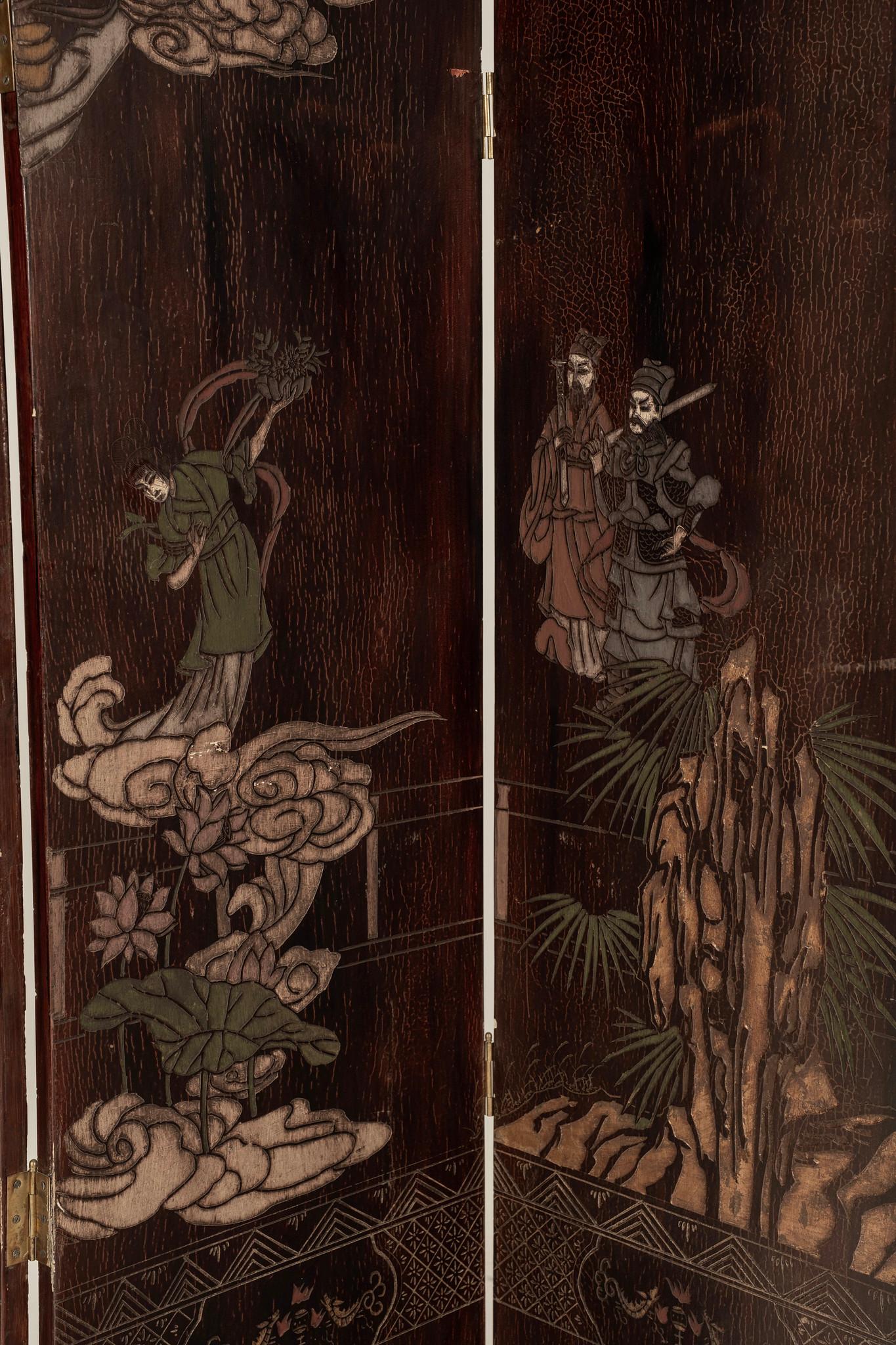Wood Vintage Chinese Eight Panel Coromandel Screen For Sale