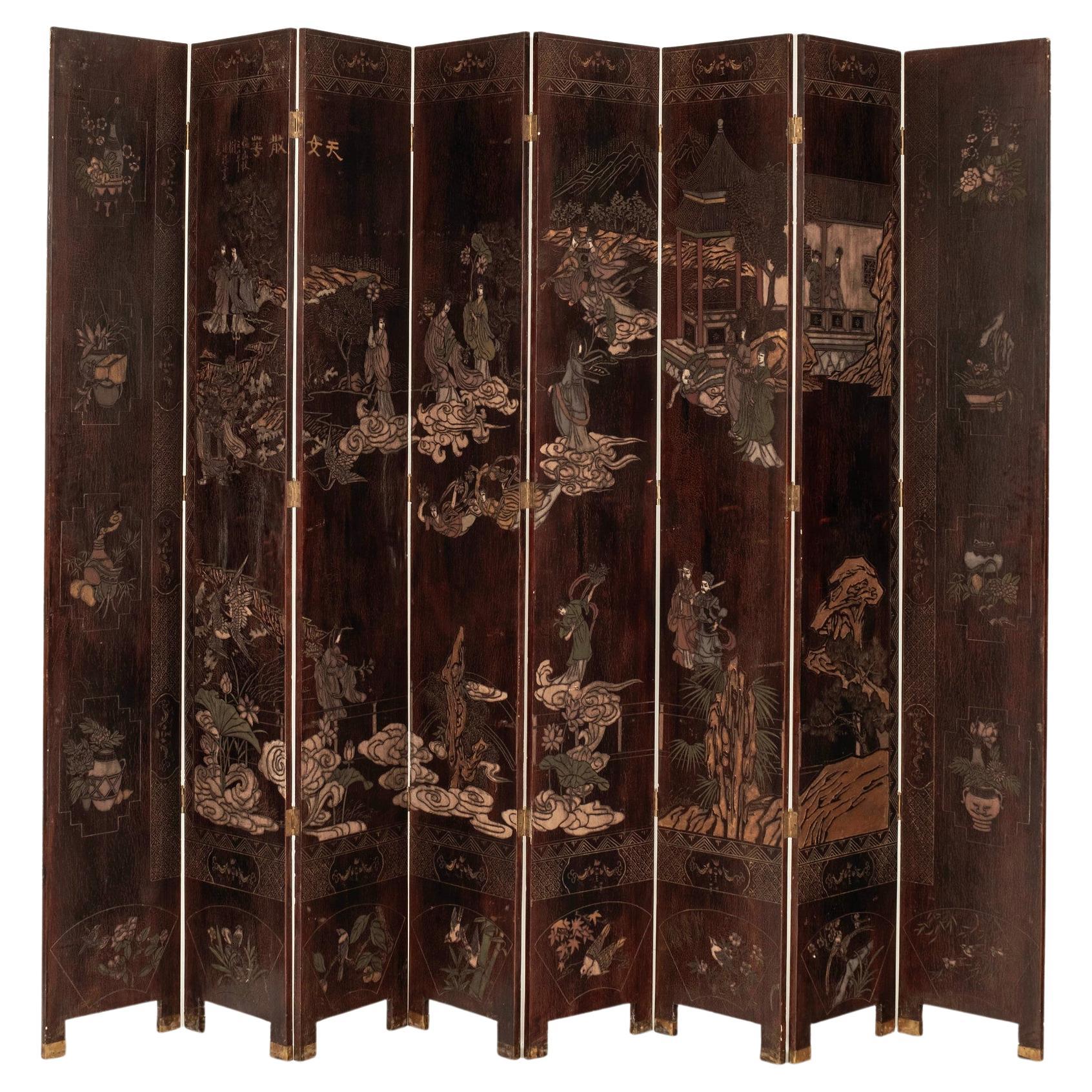 Vintage Chinese Eight Panel Coromandel Screen