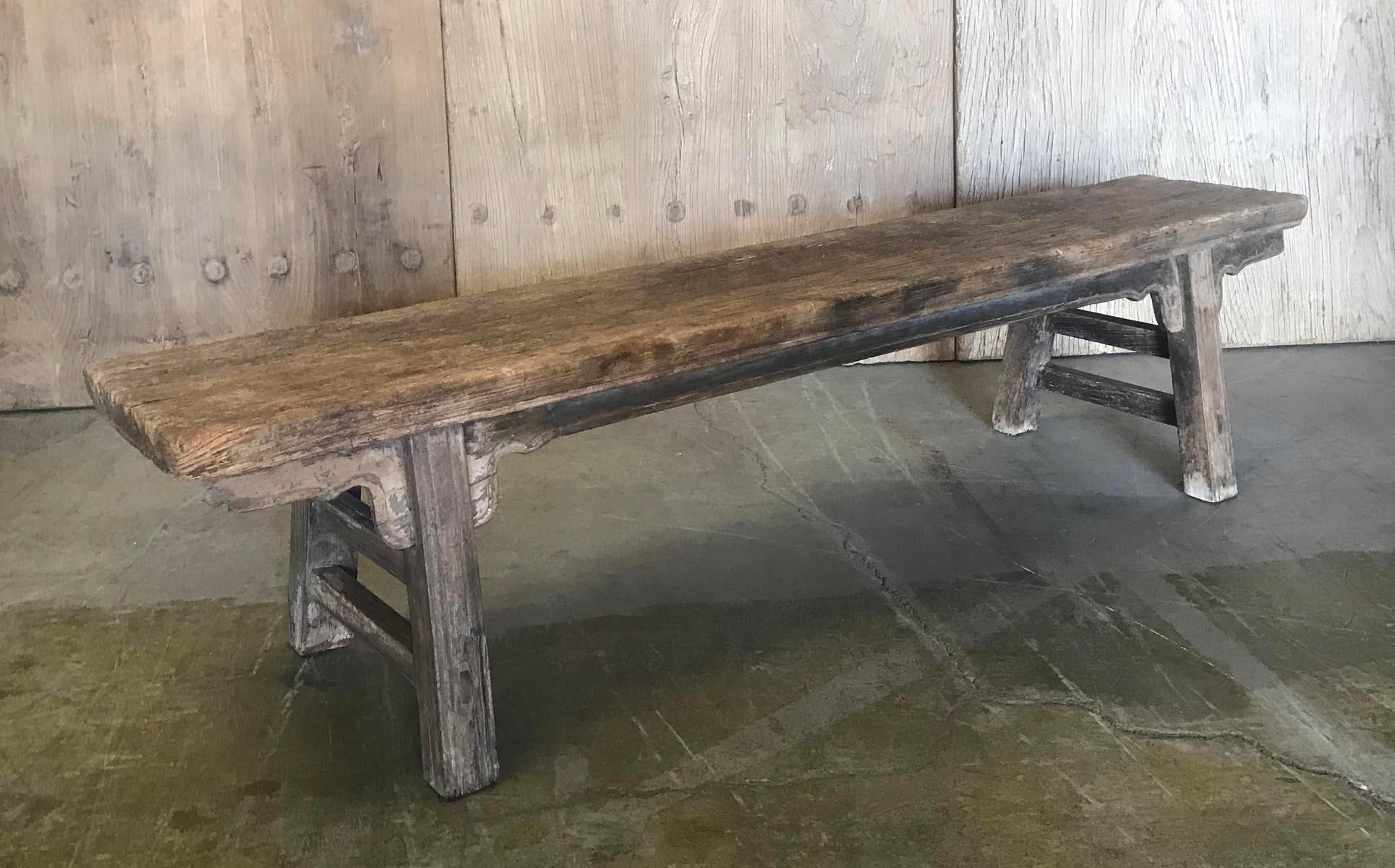Rustic Vintage Chinese Elm Bench