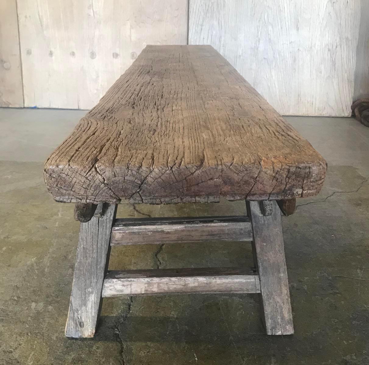 Vintage Chinese Elm Bench 1