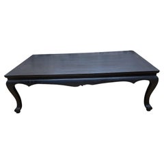 Vintage Chinese Elm Black Lacquer Coffee Table