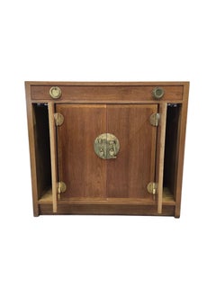 Vintage Chinese Elm Campaign-Style Cabinet