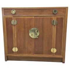 Vintage Chinese Elm Campaign-Style Cabinet